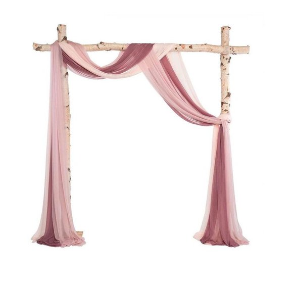 Dusty Rose Ivory Mauve Chiffon Drapes Wedding Party Backdrop Curtains Panels - Picture 1 of 3